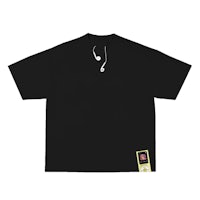 a black t - shirt with an earphone on it